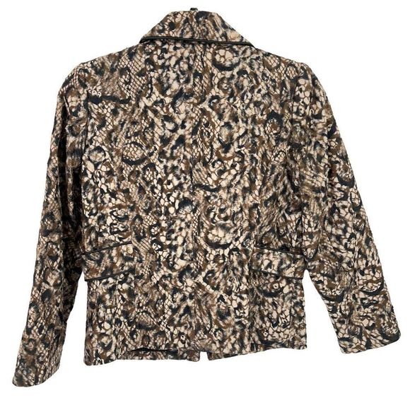Chicos Leopard Print Hair like Zip Front Jacket Size 0 Small - Picture 5 of 6